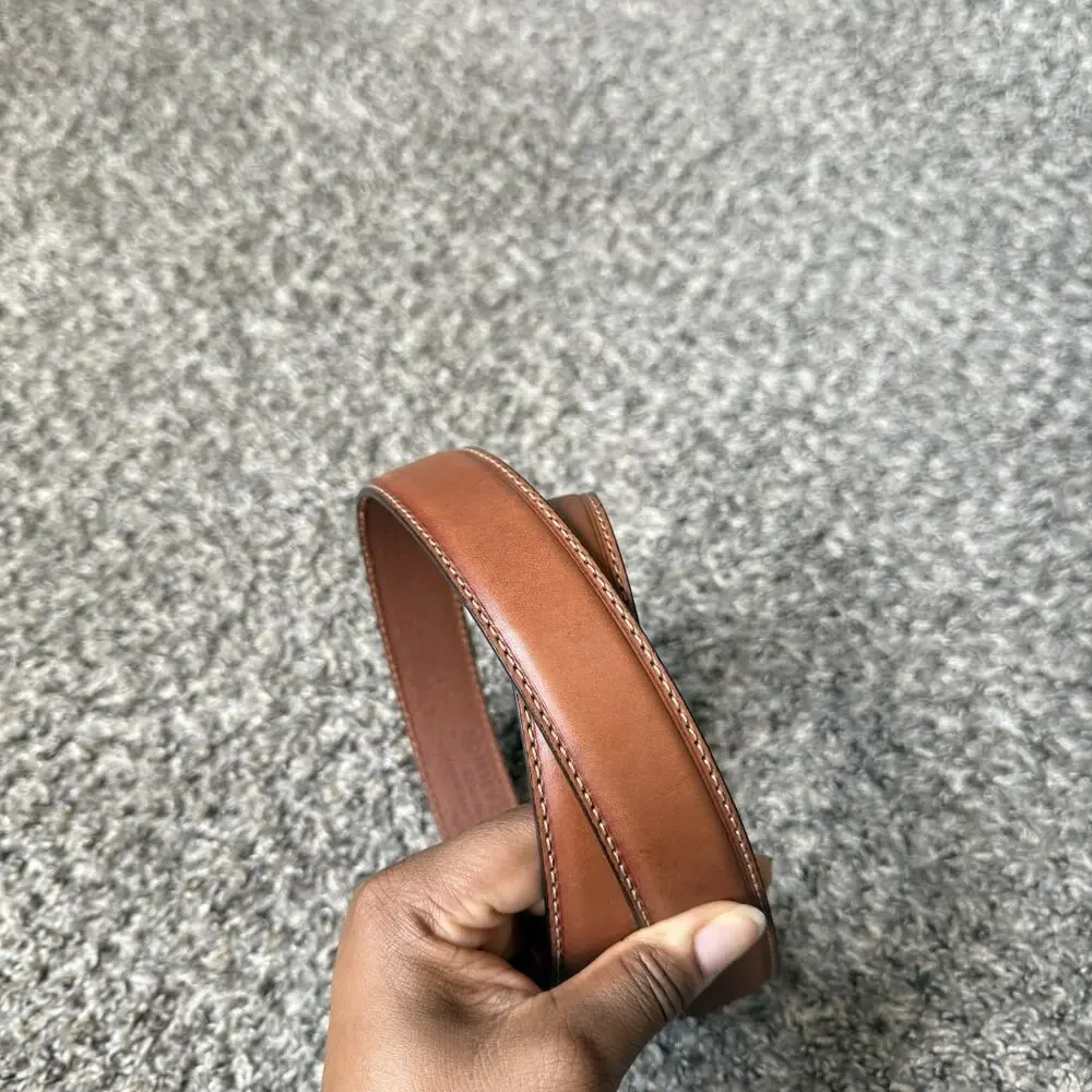 Tommy Hilfiger Thick Brown Leather Belt Handcrafted Size 40